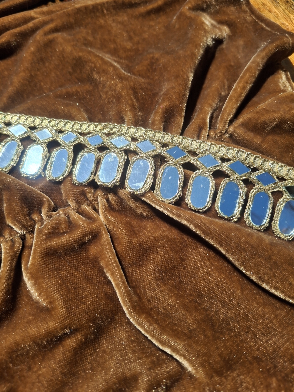 Handmade Gold Mirror Glass Fringe Choker Necklace - Women's Jewelry Silver Boho - Picture 6 of 8